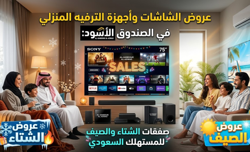 عروض الشاشات وأجهزة الترفيه المنزلي في الصندوق الأسود: صفقات الشتاء والصيف للمستهلك السعودي.