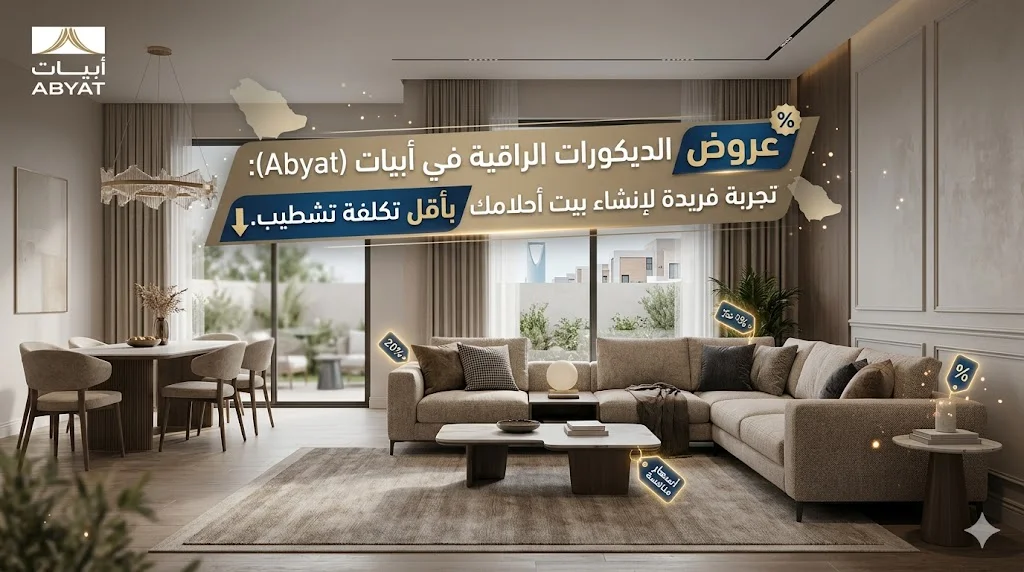 عروض الديكورات الراقية في أبيات (Abyat): تجربة فريدة لإنشاء بيت أحلامك بأقل تكلفة تشطيب.