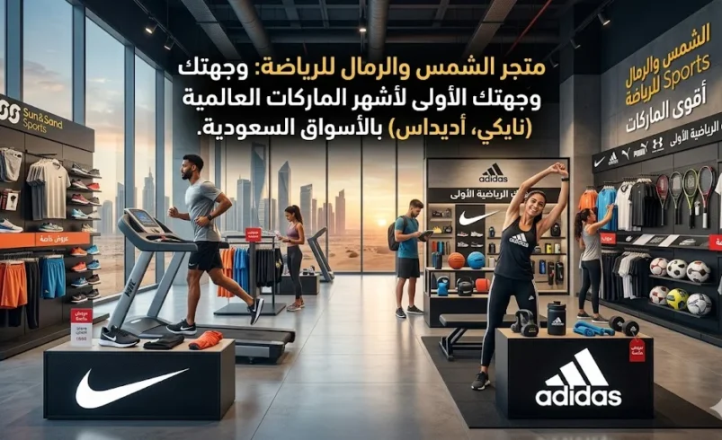 متجر الشمس والرمال للرياضة: وجهتك الأولى لأشهر الماركات العالمية (نايكي، أديداس) بالأسواق السعودية.