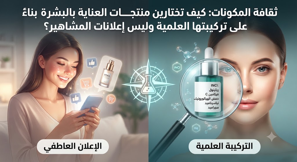 ثقافة المكونات: كيف تختارين منتجات العناية بالبشرة بناءً على تركيبتها العلمية وليس إعلانات المشاهير؟